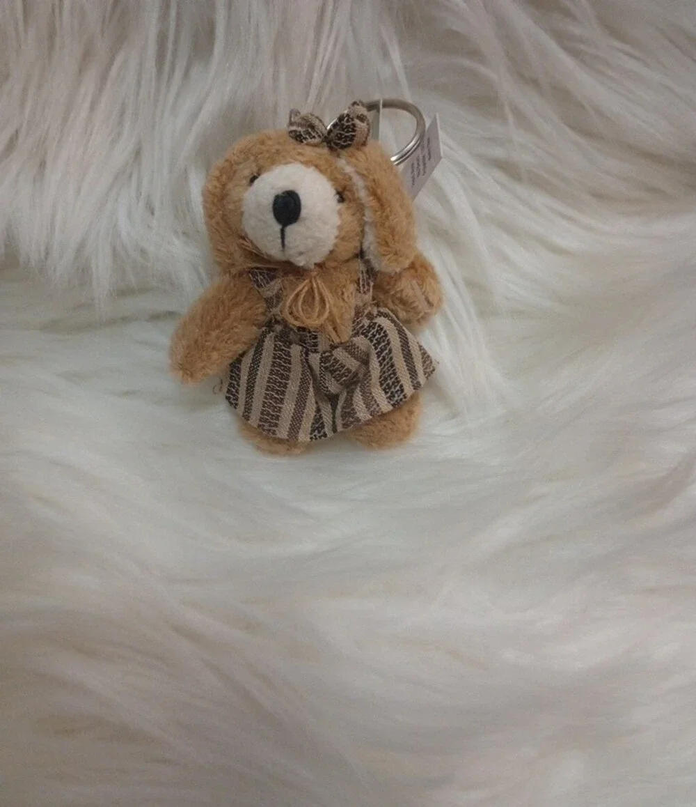 Cozy Town  Vintage Plush Beige Teddy Keychain Accessory  NWT.